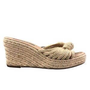 2 Lips Too Women's Size 6 Tan Braided Rope Knot Detail Wedge Heel Sandals